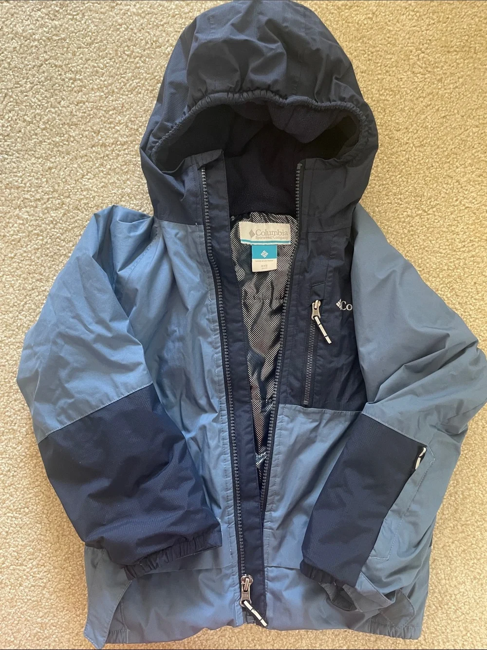 Columbia Two-Tone Blue Hooded Kids Winter Jacket